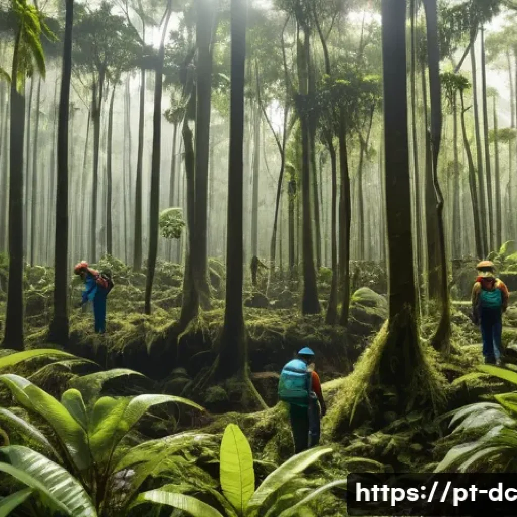 자연 기반 기후 솔루션의 기초 연구 - A vibrant and dense Amazon rainforest scene in Brazil, showcasing multiple layers of lush green vege...