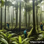 자연 기반 기후 솔루션의 기초 연구 - A vibrant and dense Amazon rainforest scene in Brazil, showcasing multiple layers of lush green vege...